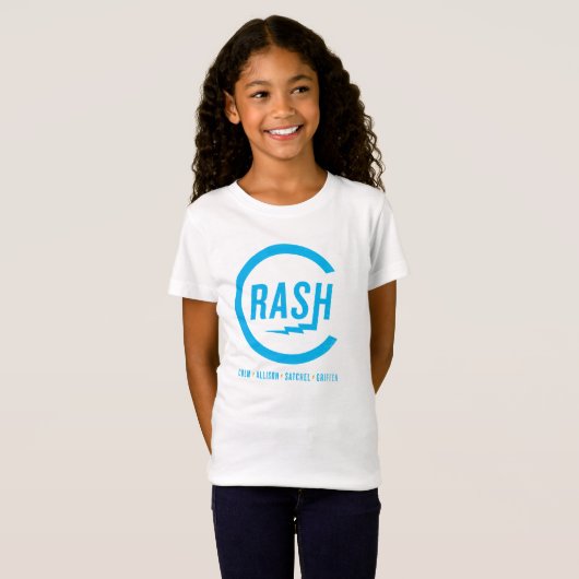 Crash-meisjes t-shirt cyaan logo (Voorkant volledig)