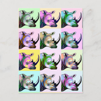 Crash of Rhinos Pop Art Briefkaart
