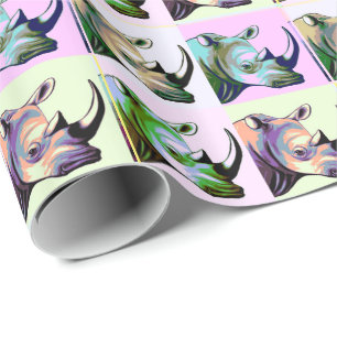 Crash of Rhinos Pop Art Cadeaupapier