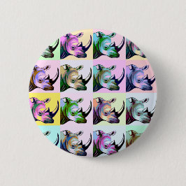 Crash of Rhinos Pop Art Ronde Button 5,7 Cm
