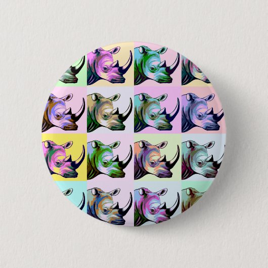Crash of Rhinos Pop Art Ronde Button 5,7 Cm (Voorkant)