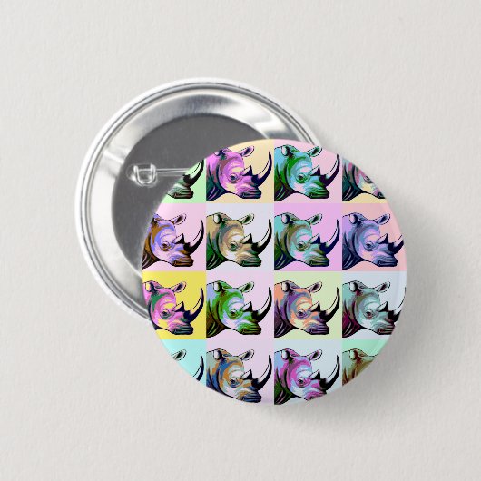 Crash of Rhinos Pop Art Ronde Button 5,7 Cm (Voorkant /achterkant)