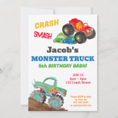 Crash Smash Monster Truck Verjaardag Bash Waterver Kaart (Voorkant)