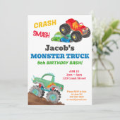 Crash Smash Monster Truck Verjaardag Bash Waterver Kaart (Staand voorkant)
