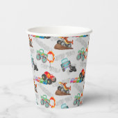 Crash Smash Monster Truck Verjaardag Bash Waterver Papieren Bekers (Achterkant)