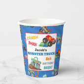 Crash Smash Monster Truck Verjaardag Bash Waterver Papieren Bekers (Voorkant)