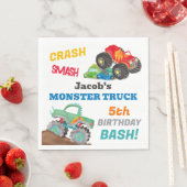 Crash Smash Monster Truck Verjaardag Bash Waterver Servet (Insitu)
