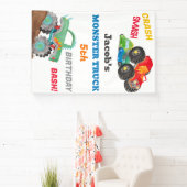 Crash Smash Monster Truck Verjaardag Bash Waterver Spandoek (Insitu)