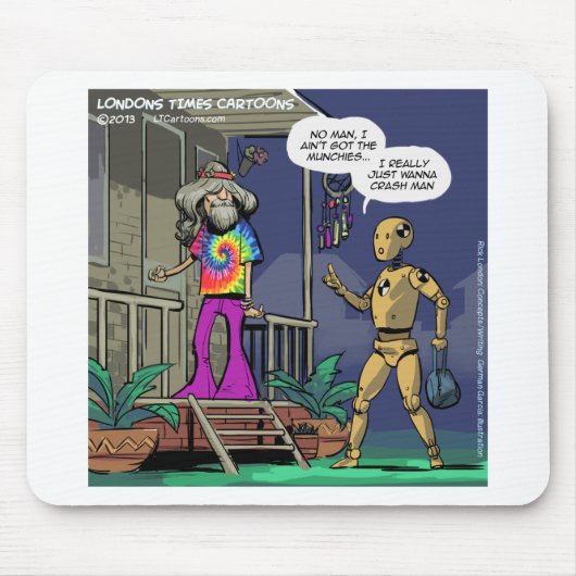 Crash Test Hippie Funny Muismat (Voorkant)