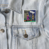 Crash Test Hippie Grappig Vierkante Button 5,1 Cm (In situ)