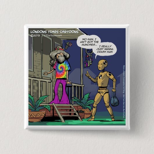 Crash Test Hippie Grappig Vierkante Button 5,1 Cm (Voorkant)