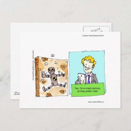 Crash Text Dummy Funny Briefkaart (Voorkant / Achterkant)