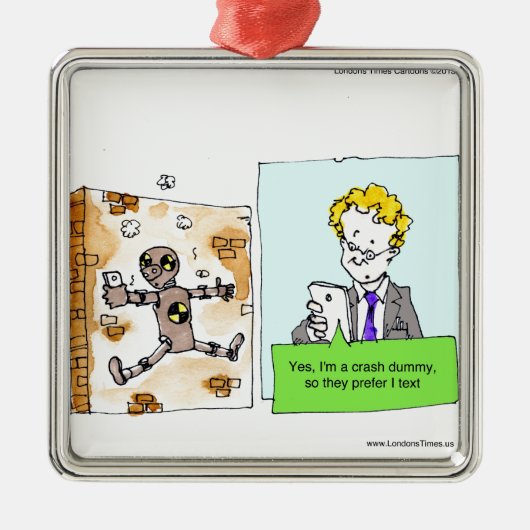 Crash Text Dummy Funny Metalen Ornament (Voorkant)