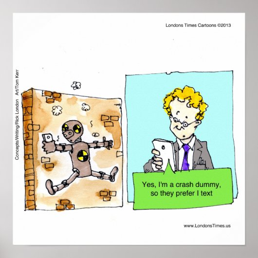 Crash Text Dummy Funny Poster (Voorkant)