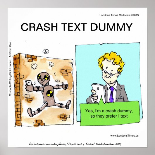 Crash Text Dummy Funny Poster (Voorkant)