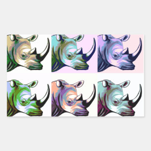 Crash van neushoorns Pop Art Rechthoekige Sticker