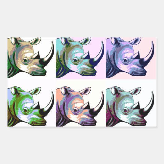 Crash van neushoorns Pop Art Rechthoekige Sticker (Voorkant)