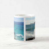 Crashend Surf op rotsen, Blauwgroen water, Coast M Koffiemok (Center)
