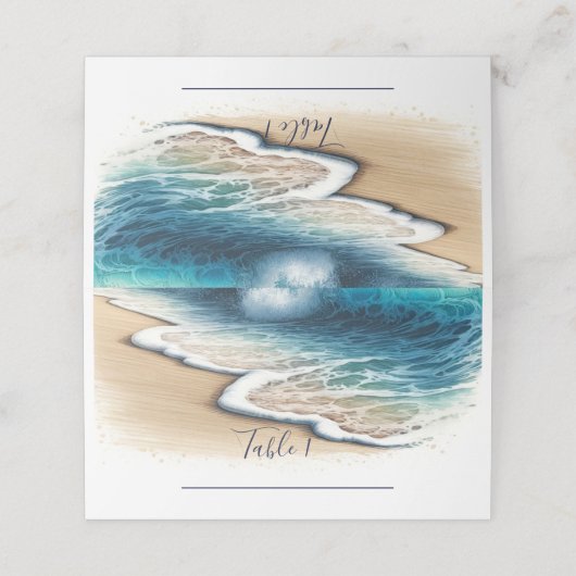 Crashende oceaan golven kust strand bruiloft zitpl plaatskaartje (Buitenkant ongevouwen)