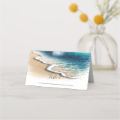Crashende oceaan golven kust strand bruiloft zitpl plaatskaartje (Voorkant)