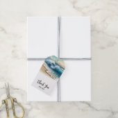 Crashende oceaan golven rustieke kust strand bruil cadeaulabel (Met Touw)