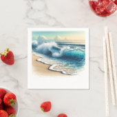 Crashende oceaan golven rustieke kust strand bruil servet (Insitu)