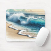 Crashende oceaan golven rustieke kuststrand muismat (Met muis)