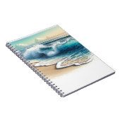 Crashende oceaan golven rustieke kuststrand notitieboek (Rechterzijde)
