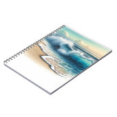 Crashende oceaan golven rustieke kuststrand notitieboek (Linkerzijde)