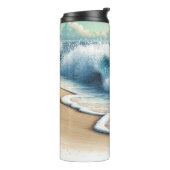 Crashende oceaan golven rustieke kuststrand thermosbeker (Gedraaid links)