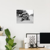Crashende vintage auto, 1922. Oude foto Poster (Thuiskantoor)