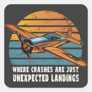 Crashes zijn onverwachte landingen grappig RC vlie Vierkante Sticker