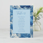 Crashing blue oceaangolven namen en seating chart kaart (Staand voorkant)