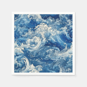 Crashing blue waves Napkins Servet