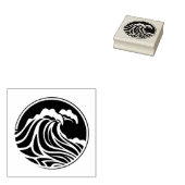 Crashing Ocean Wave Rubber Stamp Woodcut Art Desig Rubberstempel (Gestempeld)