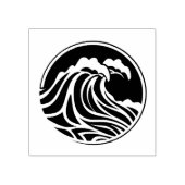 Crashing Ocean Wave Rubber Stamp Woodcut Art Desig Rubberstempel (Afrduk)