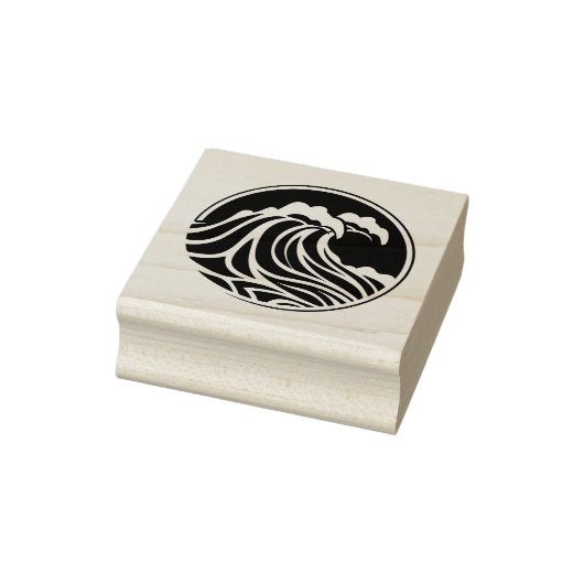 Crashing Ocean Wave Rubber Stamp Woodcut Art Desig Rubberstempel (Stempel)