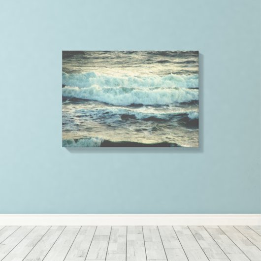 Crashing Ocean Waves Canvas Wrap (Insitu (Houten vloer))