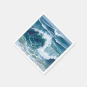 Crashing Ocean Waves | Coastal Blue Watercolor Servet (Hoek)