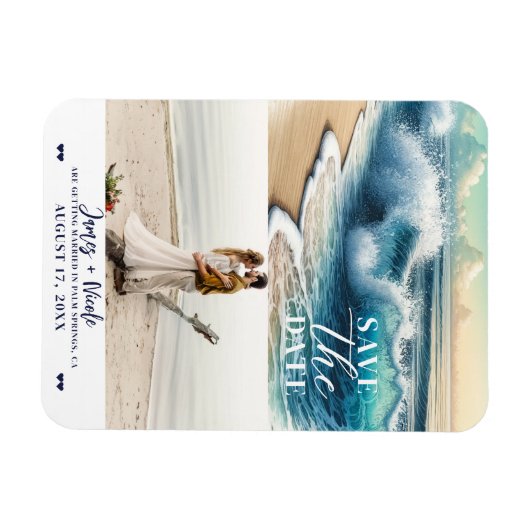 Crashing Ocean Waves Coastal Save the Date Foto Magneet (Horizontaal)