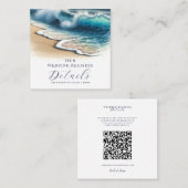 Crashing Ocean Waves Kustregister QR-code Vierkante Visitekaartje (Voorkant / Achterkant)