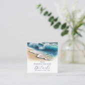 Crashing Ocean Waves Kustregister QR-code Vierkante Visitekaartje (Staand voorkant)