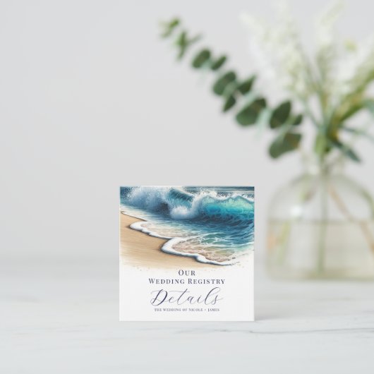 Crashing Ocean Waves Kustregister QR-code Vierkante Visitekaartje (Staand voorkant)