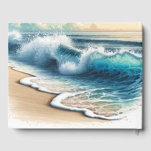 Crashing Ocean Waves Kuststrand Bruiloft Gastenboek (Achterkant)