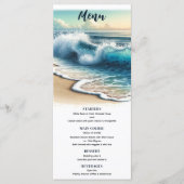 Crashing Ocean Waves Kuststrand Bruiloft Menu (Voorkant)