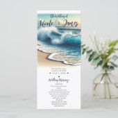 Crashing Ocean Waves Kuststrand bruiloft programma Programmakaart (Staand voorkant)