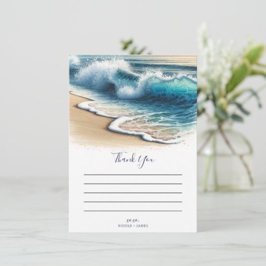 Crashing Ocean Waves Kuststrand Dank je wel Kaart (Staand voorkant)