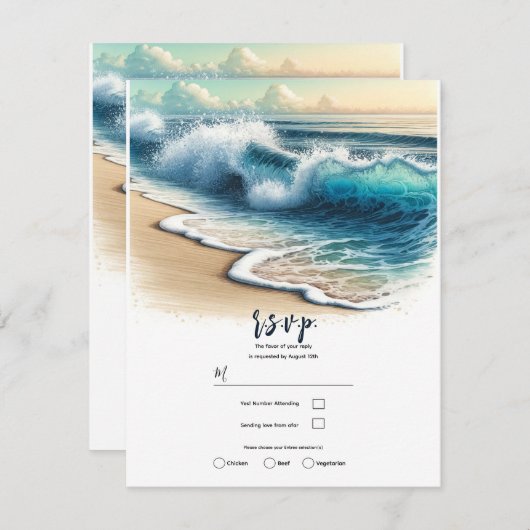 Crashing Ocean Waves Kuststrand Strand Bruiloft RS Kaart (Voorkant / Achterkant)