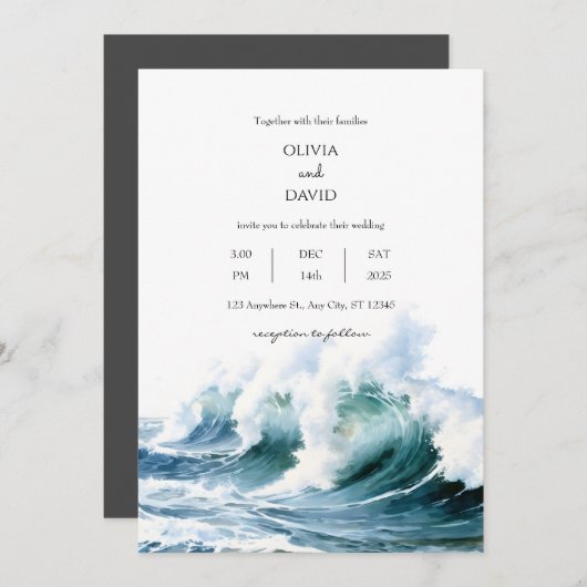 Crashing Ocean Zee Waves Achtergrond Strand Bruilo Kaart (Voorkant / Achterkant)