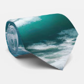 Crashing turquoise oceaangolven stropdas (Opgerold)